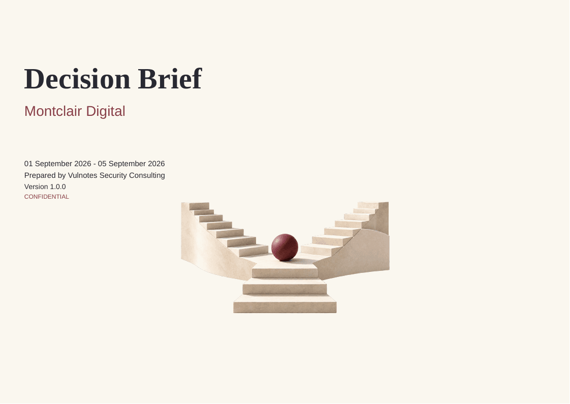 Cover of the decision brief sample presentation