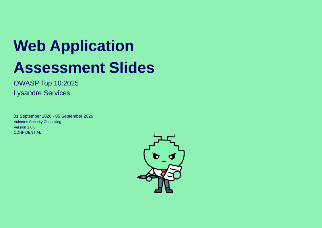 Cover of the web application assessment slides sample presentation