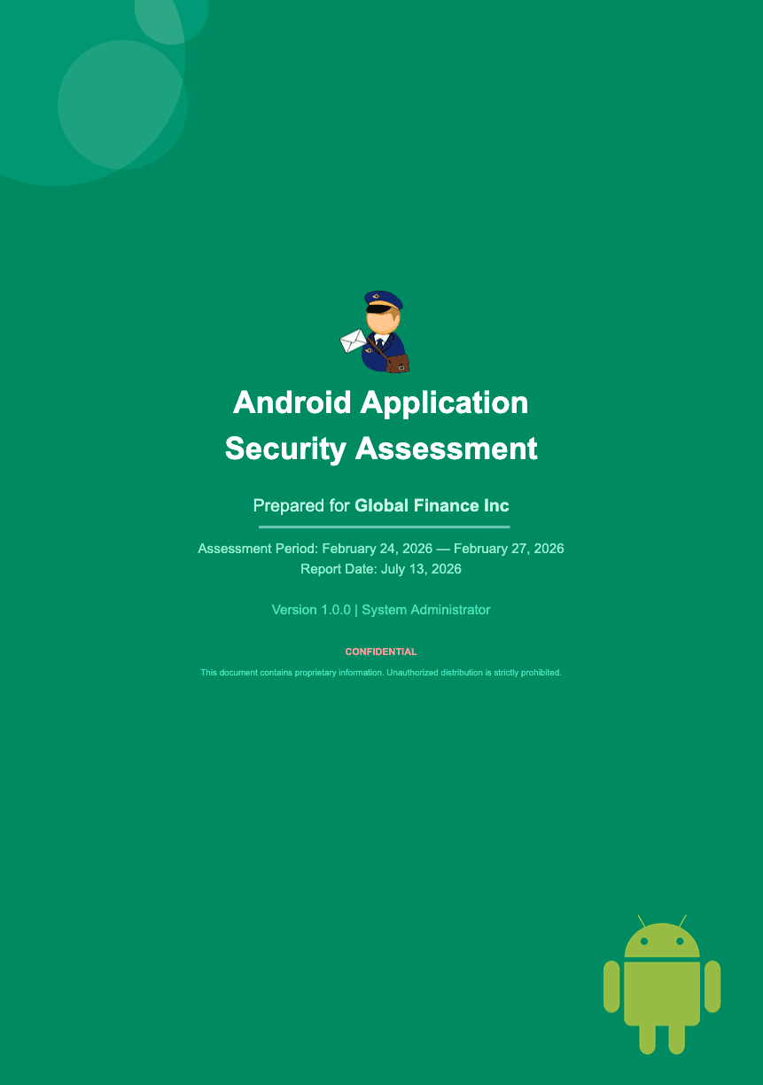 Cover page of an exported Vulnotes Android pentest report
