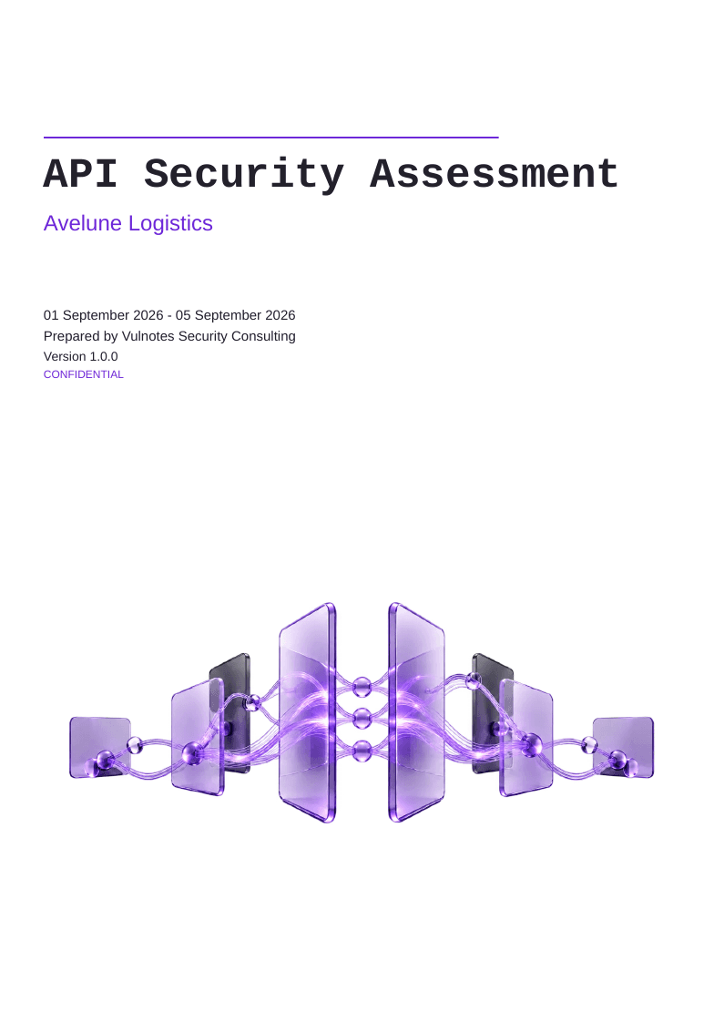 Cover of the api security assessment sample report