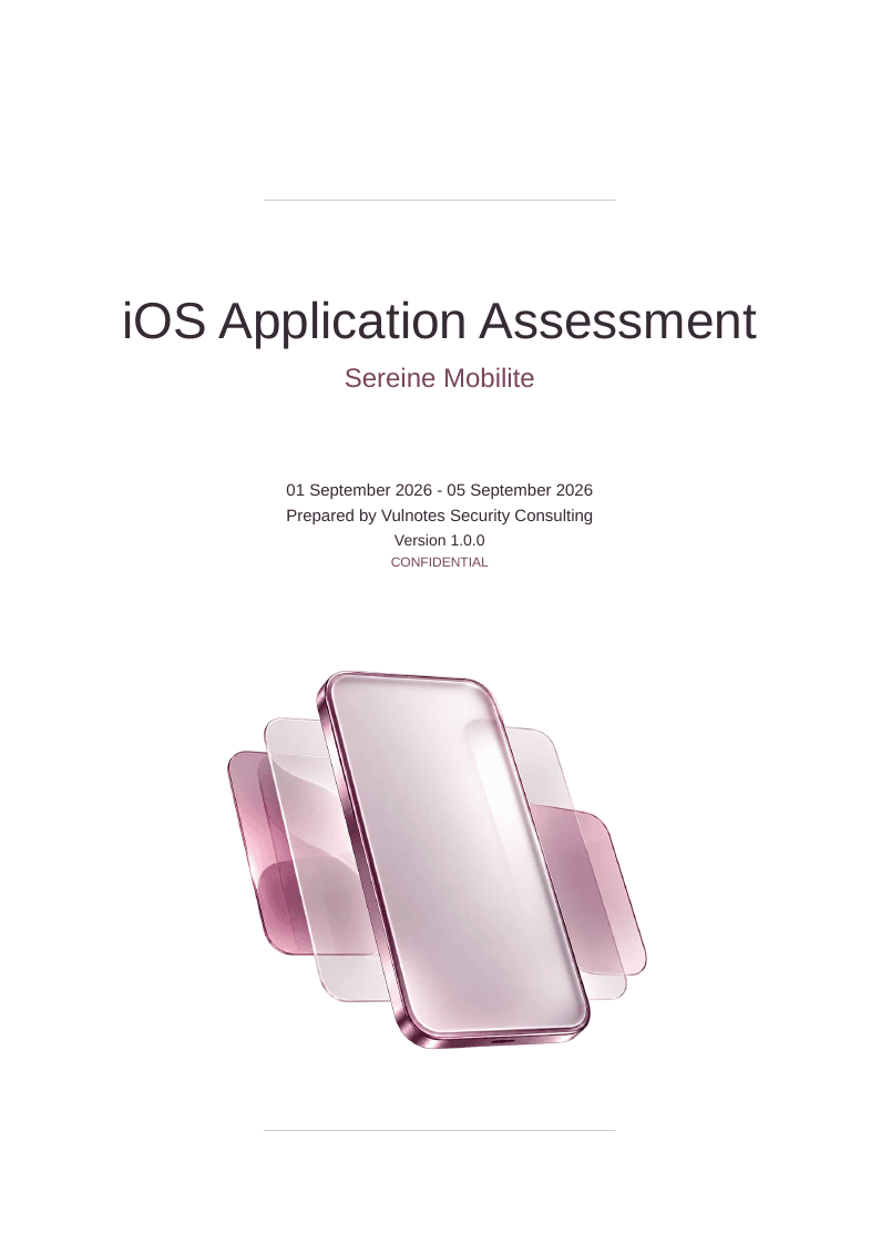 Cover of the ios application assessment sample report